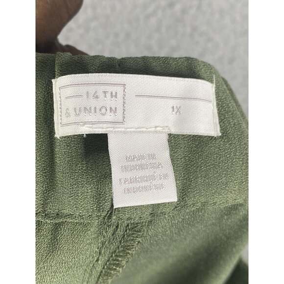 14th & Union Womens Capri Pants Green Pockets Pull On Plus Size 1X - Picture 4 of 8